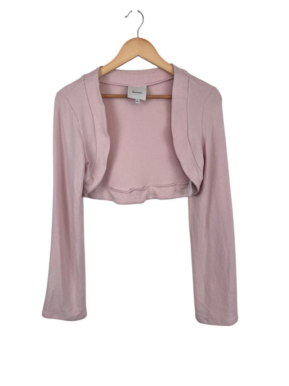 Reformation Pink Long Sleeve Cropped Cardigan Bolero Shrug Medium